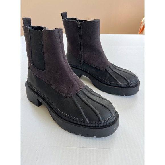 Ella Chelsea Sz 7.5 Duck Boots Universal Thread Black Slip On Side Shoes Zip - Picture 2 of 8